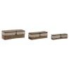 Set di Cestini Home ESPRIT Bianco Naturale Fibra naturale Boho Consumato 32 x 12 x 10 cm 3 Pezzi