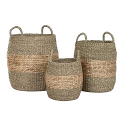 Set di Cestini Home ESPRIT Naturale Giacinto d'acqua (3 Pezzi)