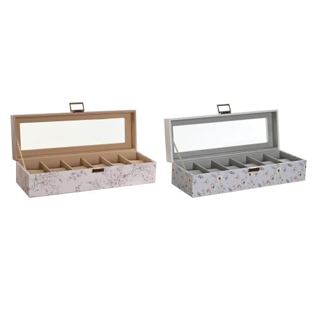 Custodia per orologi DKD Home Decor Azzurro Rosa chiaro Cristallo 33 x 11 x 9 cm (2 Unità)