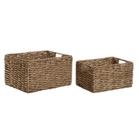 Set di Cestini Home ESPRIT Naturale Metallo Fibra naturale 36 x 28 x 21 cm 2 Pezzi