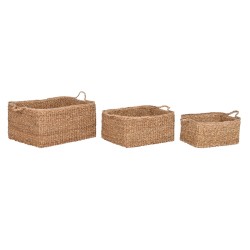 Set di Cestini Home ESPRIT Naturale Fibra naturale Boho 50 x 40 x 30 cm 3 Pezzi