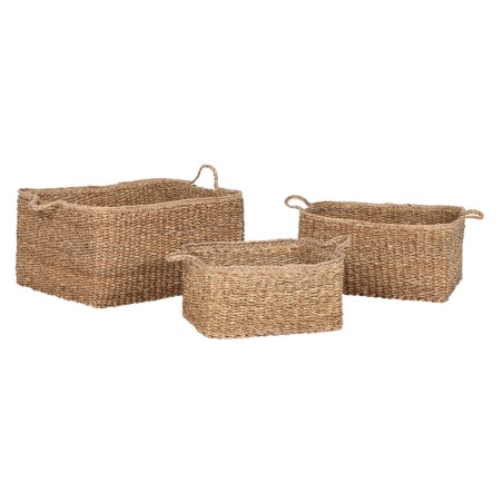 Set di Cestini Home ESPRIT Naturale Fibra naturale Boho 50 x 40 x 30 cm 3 Pezzi