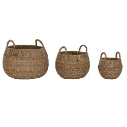 Set di Cestini Home ESPRIT Naturale Metallo Erba di mare (3 Pezzi)