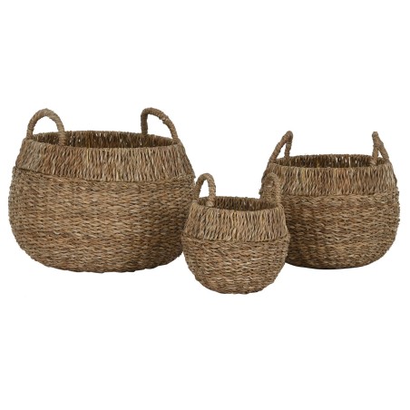 Set di Cestini Home ESPRIT Naturale Metallo Erba di mare (3 Pezzi)