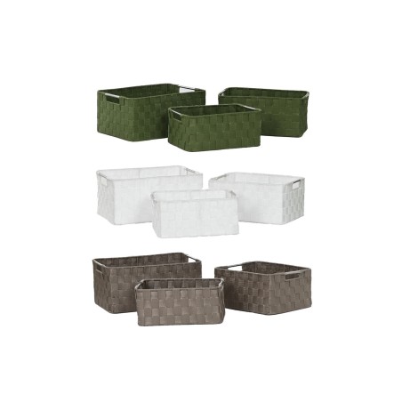 Set di Cestini Home ESPRIT Verde Grigio Crema Metallo polipropilene 38 x 28 x 17 cm 3 Pezzi (3 Unità)