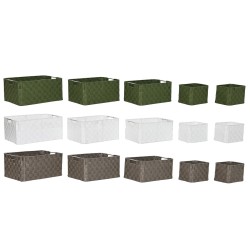 Set di Cestini Home ESPRIT Verde Grigio Crema Metallo polipropilene 44 x 32 x 20 cm (3 Unità)