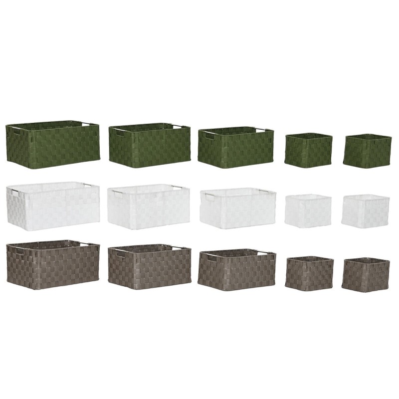 Set di Cestini Home ESPRIT Verde Grigio Crema Metallo polipropilene 44 x 32 x 20 cm (3 Unità) Set di Cestini Home ESPRIT Verde Grigio Crema Metallo polipropilene 44 x 32 x 20 cm (3 Unità)