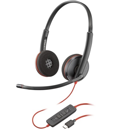 Auricolari con Microfono Poly 8X228A6 Nero Rosso