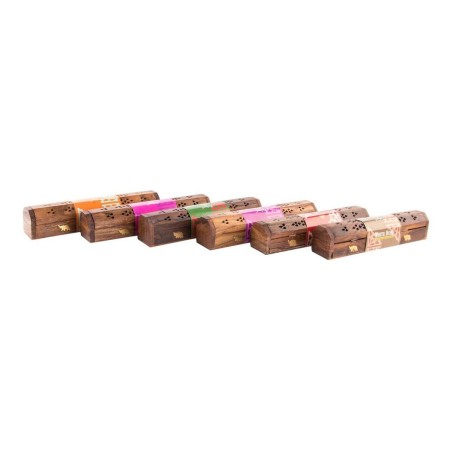 Bruciatore di essenze DKD Home Decor Legno Bambù Mandala Naturale 26 x 8 x 8 cm Incenso (6 Unità)
