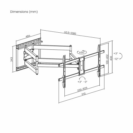 Supporto TV Aisens WT90TSLE-387 43" 90" 60 Kg
