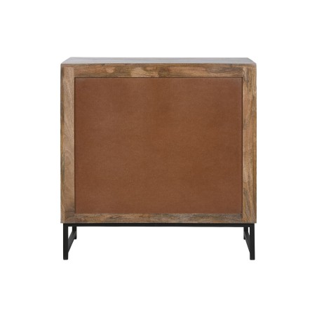 Cassettiera Home ESPRIT Marrone Nero Argentato Legno di mango Specchio Indiano 80 x 38 x 80 cm