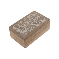Scatola-Portagioie Home ESPRIT Bianco Naturale Legno di mango (2 Pezzi)