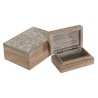Scatola-Portagioie Home ESPRIT Bianco Naturale Legno di mango (2 Pezzi)