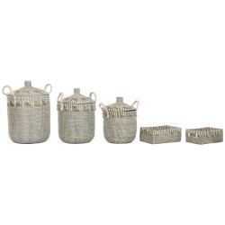 Set di Cestini Home ESPRIT Bianco Naturale Erba di mare (5 Pezzi)