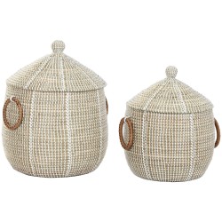 Set di Cestini Home ESPRIT Bianco Naturale Erba di mare (2 Pezzi)