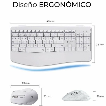 Tastiera e Mouse Subblim SUBKBC-DCOPW1 Bianco