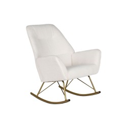 Sedia a Dondolo Home ESPRIT Bianco Dorato Poliestere Metallo 73 x 75 x 97 cm