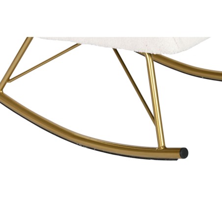 Sedia a Dondolo Home ESPRIT Bianco Dorato Poliestere Metallo 73 x 75 x 97 cm
