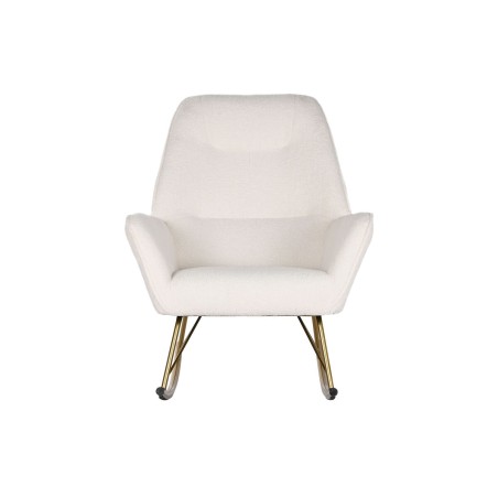 Sedia a Dondolo Home ESPRIT Bianco Dorato Poliestere Metallo 73 x 75 x 97 cm