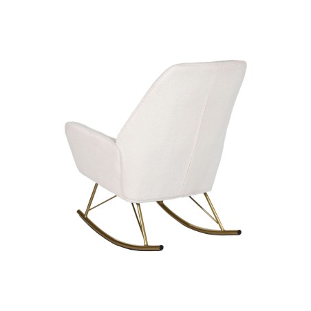 Sedia a Dondolo Home ESPRIT Bianco Dorato Poliestere Metallo 73 x 75 x 97 cm