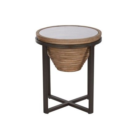 Tavolo aggiuntivo Home ESPRIT Nero Naturale Cristallo Abete 46 x 46 x 55,5 cm
