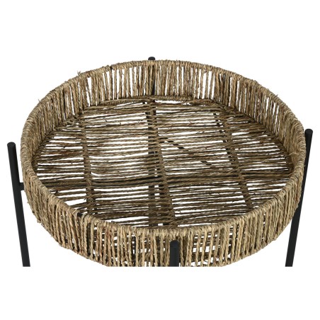 Set di 2 tavoli Home ESPRIT Nero Naturale Metallo 49 x 49 x 44 cm