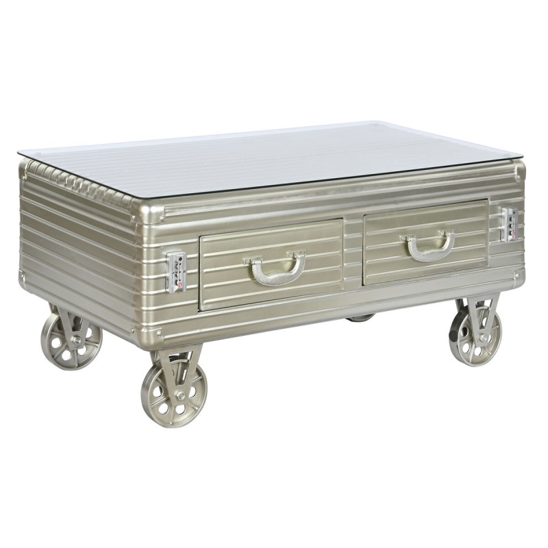 Tavolino da Caffè Home ESPRIT Metallo Cristallo 100 x 52 x 46 cm Tavolino da Caffè Home ESPRIT Metallo Cristallo 100 x 52 x 46 cm