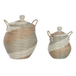 Set di Cestini Home ESPRIT Arancio Naturale Erba di mare (2 Pezzi)