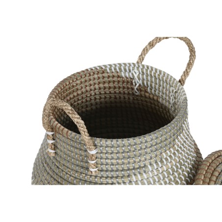 Set di Cestini Home ESPRIT Arancio Naturale Erba di mare (2 Pezzi)