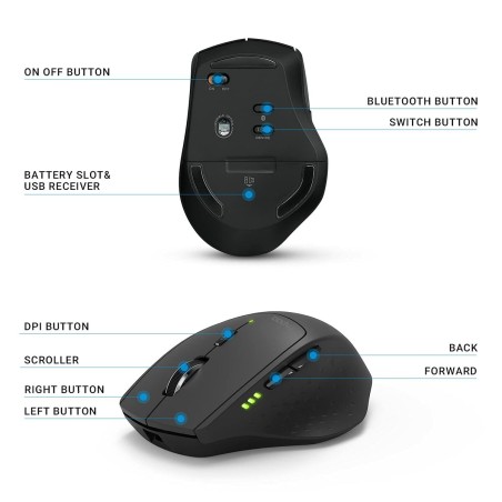 Mouse Rapoo Nero Verde 1600 dpi