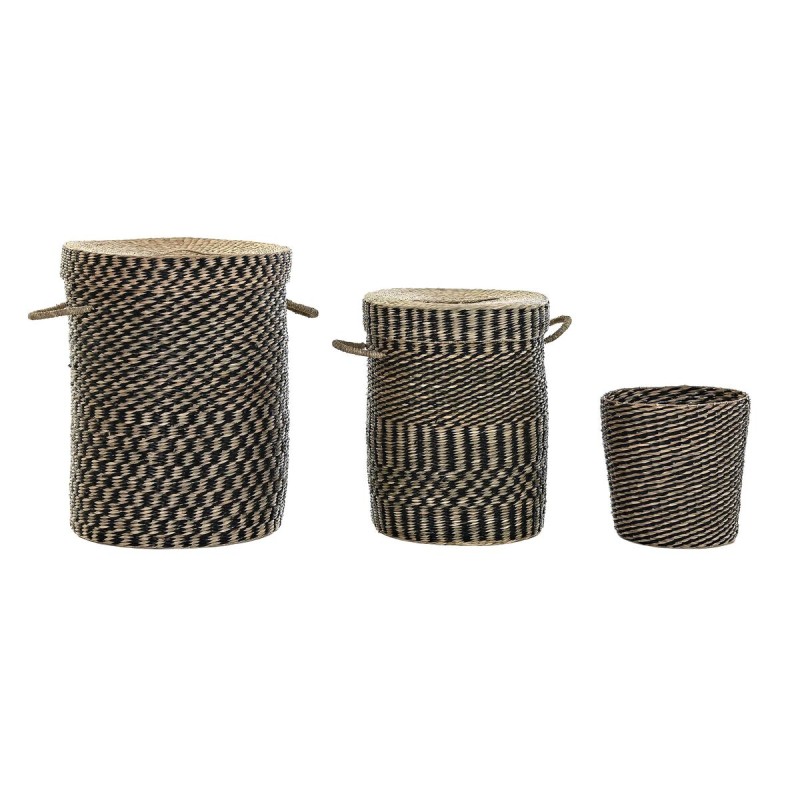 Set di Cestini DKD Home Decor Nero Naturale Fibra naturale 4 Kg (3 Pezzi) (3 Unità) Set di Cestini DKD Home Decor Nero Naturale Fibra naturale 4 Kg (3 Pezzi) (3 Unità)