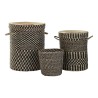 Set di Cestini DKD Home Decor Nero Naturale Fibra naturale 4 Kg (3 Pezzi) (3 Unità)