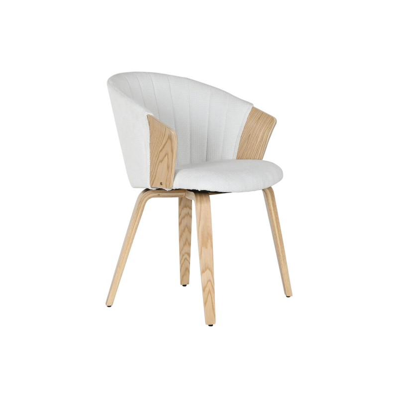 Sedia da Sala da Pranzo Home ESPRIT Bianco Poliestere Legno 60 x 57,5 x 79 cm