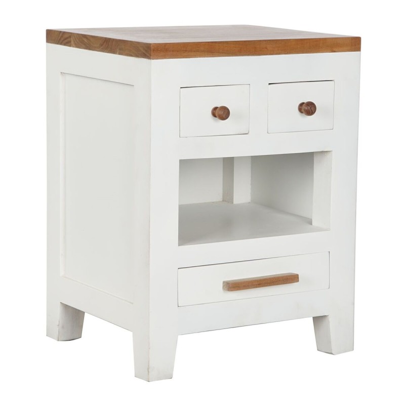 Comodino DKD Home Decor Bianco Marrone Acacia Legno di mango 45 x 40 x 60 cm Comodino DKD Home Decor Bianco Marrone Acacia Legno di mango 45 x 40 x 60 cm