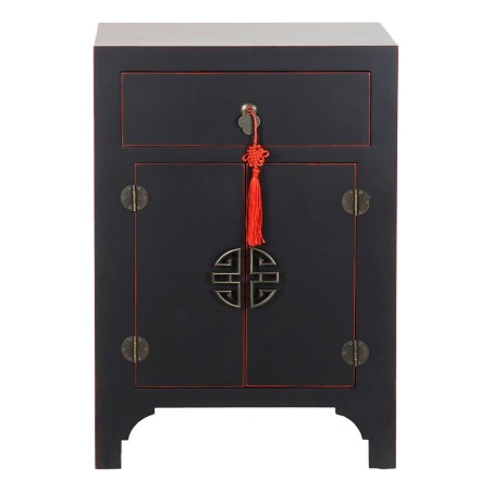 Comodino DKD Home Decor Abete Rosso Nero Legno MDF 45 x 34 x 66 cm