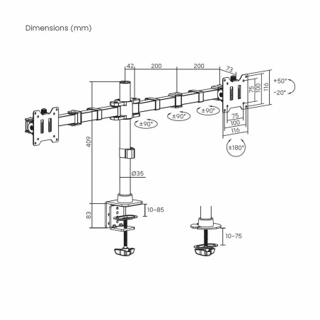 Supporto da Tavolo per Schermo Aisens DT35TSR-359 17" 40 kg
