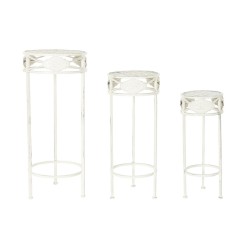 Set di 3 tavoli Home ESPRIT Bianco 30,5 x 30,5 x 70 cm (3 Pezzi)