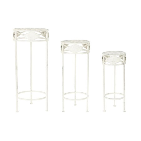 Set di 3 tavoli Home ESPRIT Bianco 30,5 x 30,5 x 70 cm (3 Pezzi)