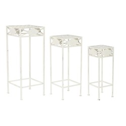 Set di 3 tavoli Home ESPRIT Bianco 30 x 30 x 70 cm (3 Pezzi)