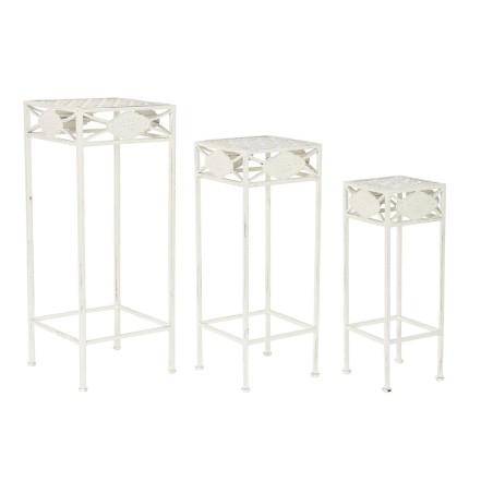 Set di 3 tavoli Home ESPRIT Bianco 30 x 30 x 70 cm (3 Pezzi)