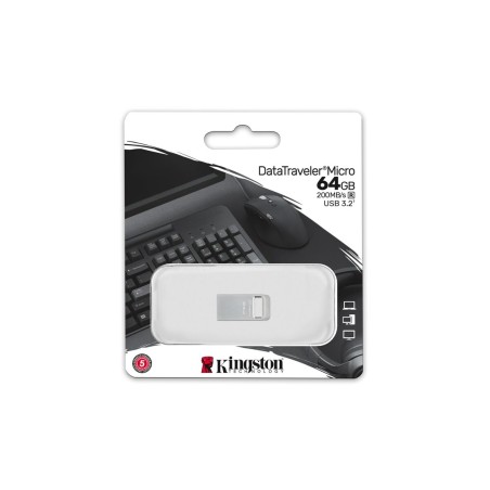 Memoria USB Kingston DTMC3G2/64GB Argentato 64 GB (1 Unità)
