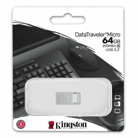 Memoria USB Kingston DTMC3G2/64GB Argentato 64 GB (1 Unità)