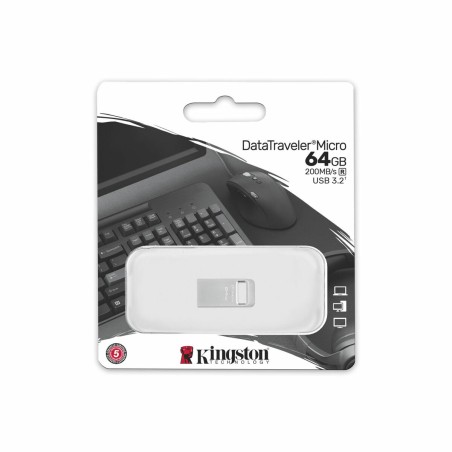 Memoria USB Kingston DTMC3G2/64GB Argentato 64 GB (1 Unità)