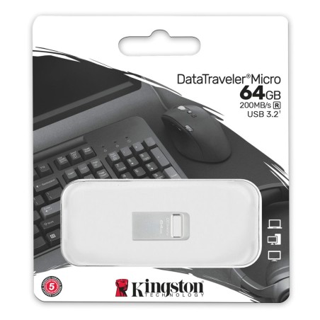 Memoria USB Kingston DTMC3G2/64GB Argentato 64 GB (1 Unità)