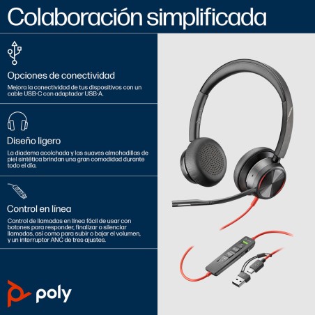 Auricolari con Microfono Poly 8X225AA Nero