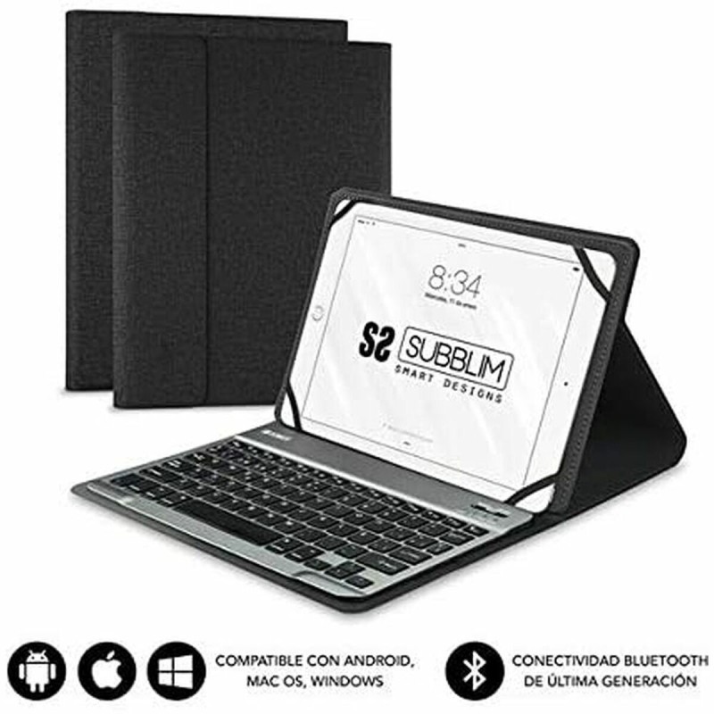 Custodia per Tablet e Tastiera Subblim SUB-KT2-BT0001 10.1" Nero Qwerty in Spagnolo QWERTY Bluetooth Custodia per Tablet e Tastiera Subblim SUB-KT2-BT0001 10.1" Nero Qwerty in Spagnolo QWERTY Bluetooth