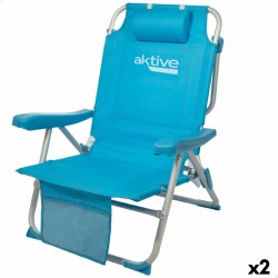 Sedia Pieghevole con Poggiatesta Aktive 49 x 80 x 58 cm Azzurro (2 Unità)