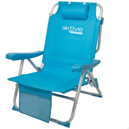 Sedia Pieghevole con Poggiatesta Aktive 49 x 80 x 58 cm Azzurro (2 Unità)