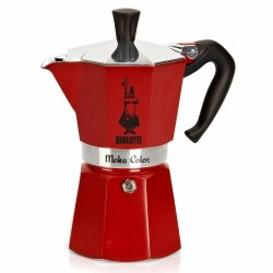 Caffettiera Italiana Bialetti Moka Express Rosso Alluminio 6 Tazze