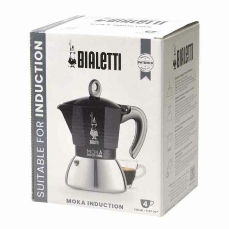 Caffettiera Italiana Bialetti Moka Nero Acciaio inossidabile Alluminio 200 ml 4 Tazze